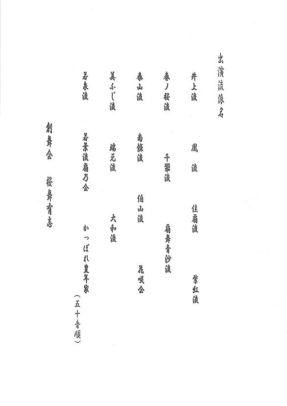 「第三十三回 創舞会 『創作への誘い』」のチラシ 裏