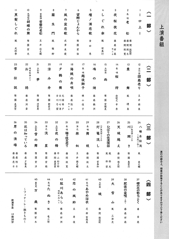 「日本舞踊連合会 舞の会」のチラシ 裏